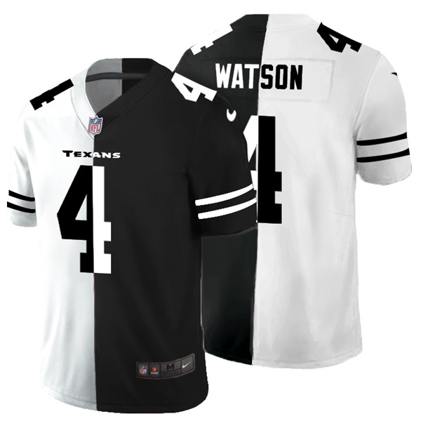 Houston Texans #4 Deshaun Watson Black White Split 2020 Stitched Jersey