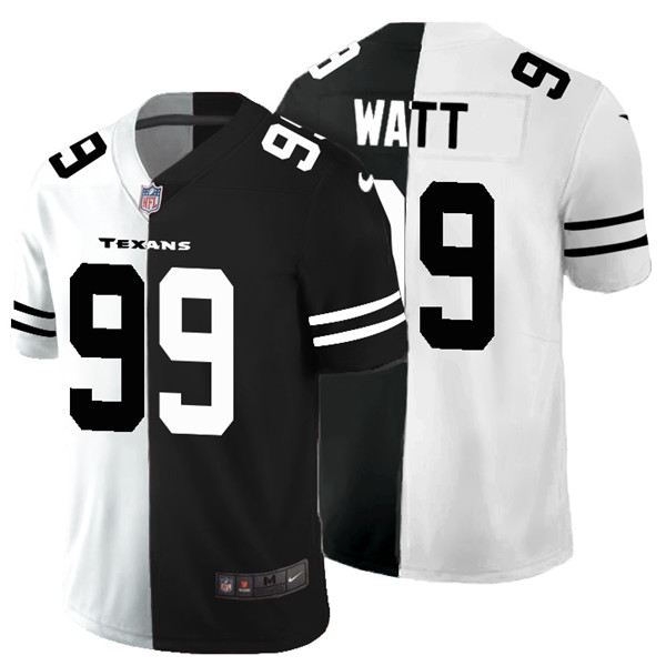 Houston Texans #99 J.J. Watt Black White Split 2020 Stitched Jersey