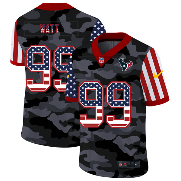 Houston Texans #99 J.J. Watt 2020 Camo USA Flag Limited Stitched Jersey
