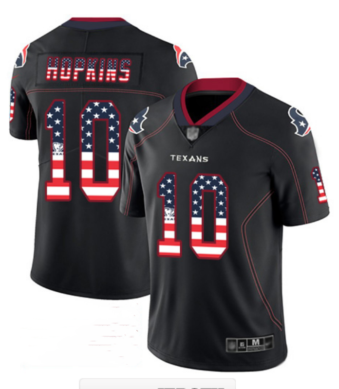 Houston Texans #10 DeAndre Hopkins Black USA Flag Color Rush Limited Fashion Stitched Jersey
