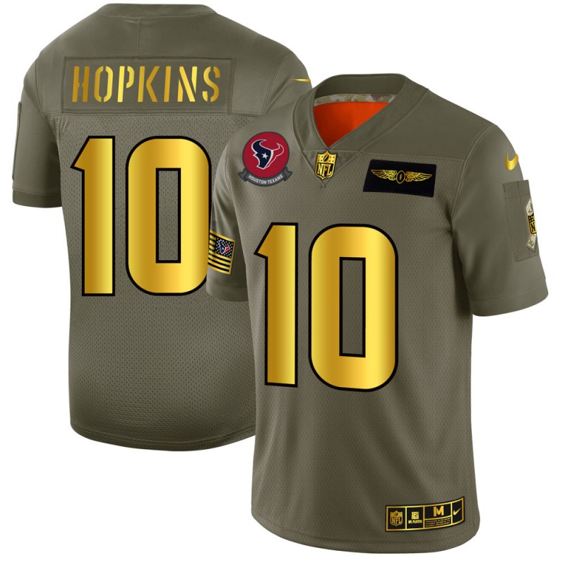 Houston Texans #10 DeAndre Hopkins Olive Gold 2019 Salute To Service Limited Stitched Jersey