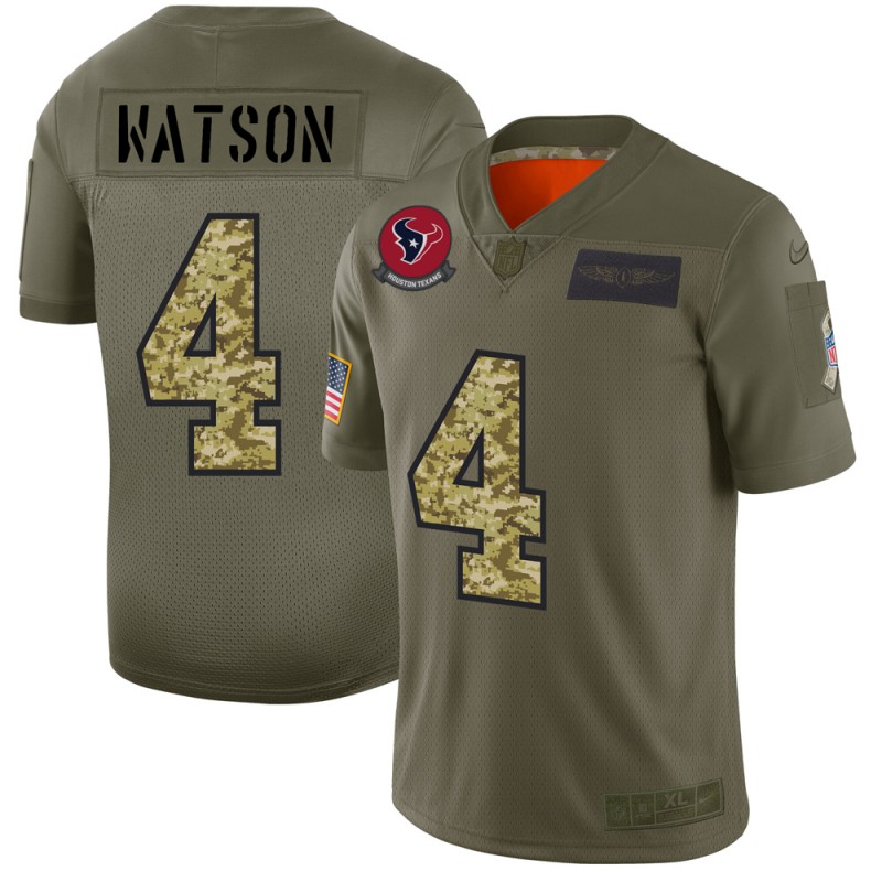 Houston Texans #4 Deshaun Watson 2019 Olive Camo Salute To Service Limited Stitched Jersey