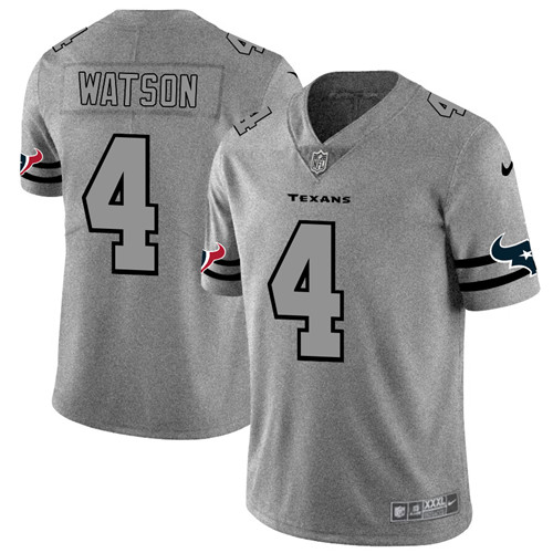Houston Texans #4 Deshaun Watson 2019 Gray Gridiron Team Logo Limited Stitched Jersey