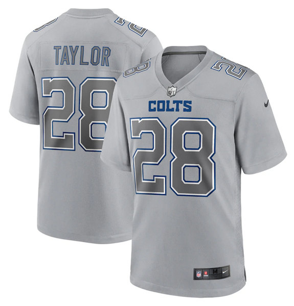 Indianapolis Colts #28 Jonathan Taylor Gray Atmosphere Fashion Stitched Game Jersey