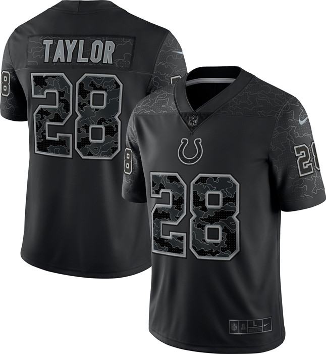 Indianapolis Colts #28 Jonathan Taylor Black Reflective Limited Stitched Football Jersey