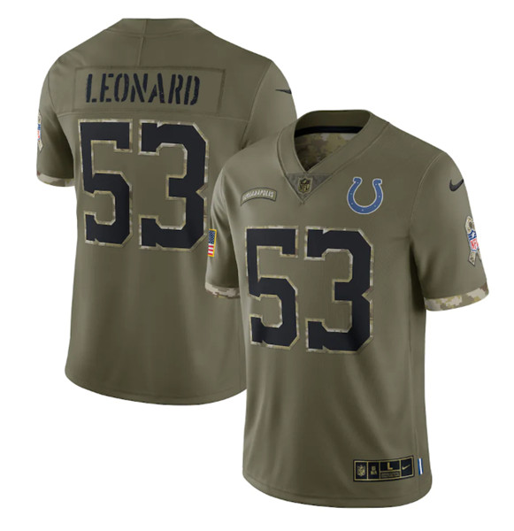 Indianapolis Colts #53 Shaquille Leonard 2022 Olive Salute To Service Limited Stitched Jersey