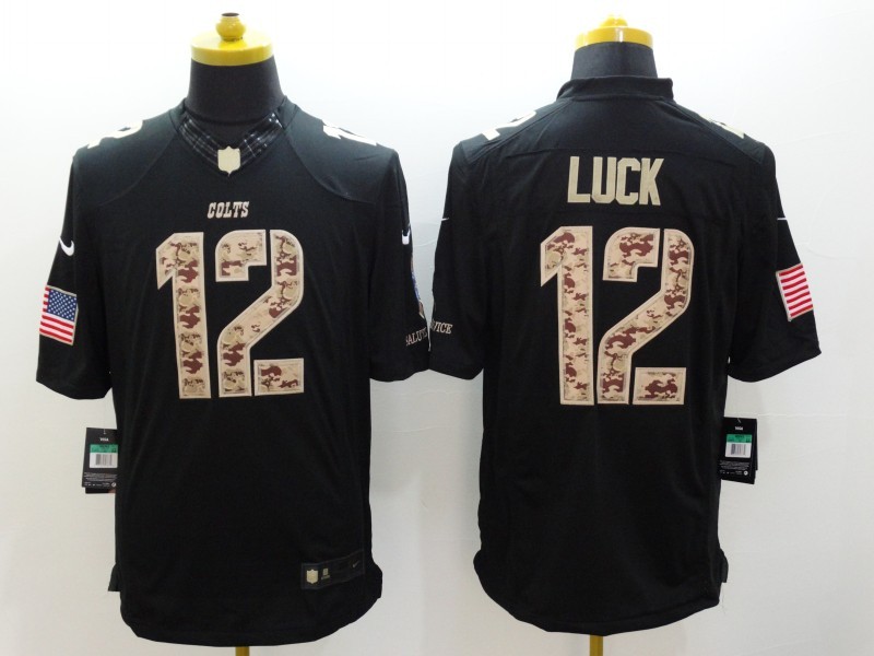 Indianapolis Colts #12 Andrew Luck Black Impact Salute To Service Limited Stitched Jersey