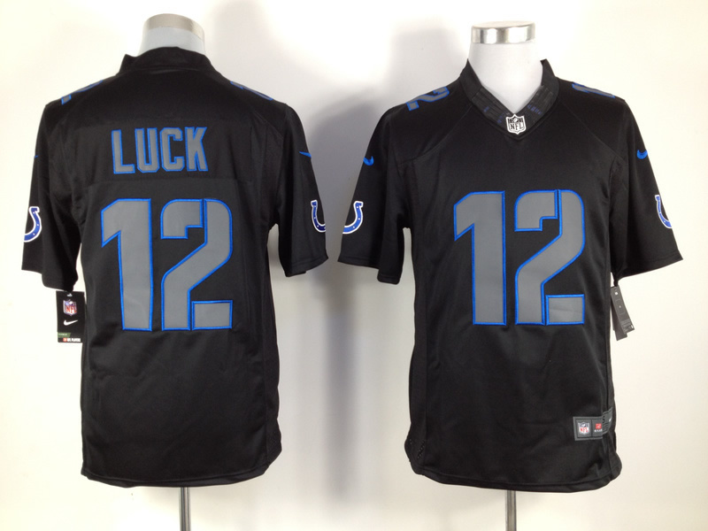 Indianapolis Colts #12 Andrew Luck Black Impact Limited Stitched Jersey