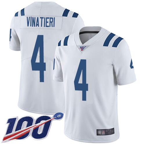 Indianapolis Colts #4 Adam Vinatieri White 2019 100th Season Vapor Untouchable Limited Stitched Jersey