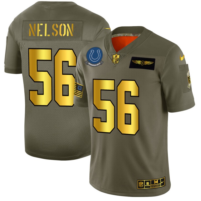 Indianapolis Colts #56 Quenton Nelson 2019 Olive Gold Salute To Service Limited Stitched Jersey