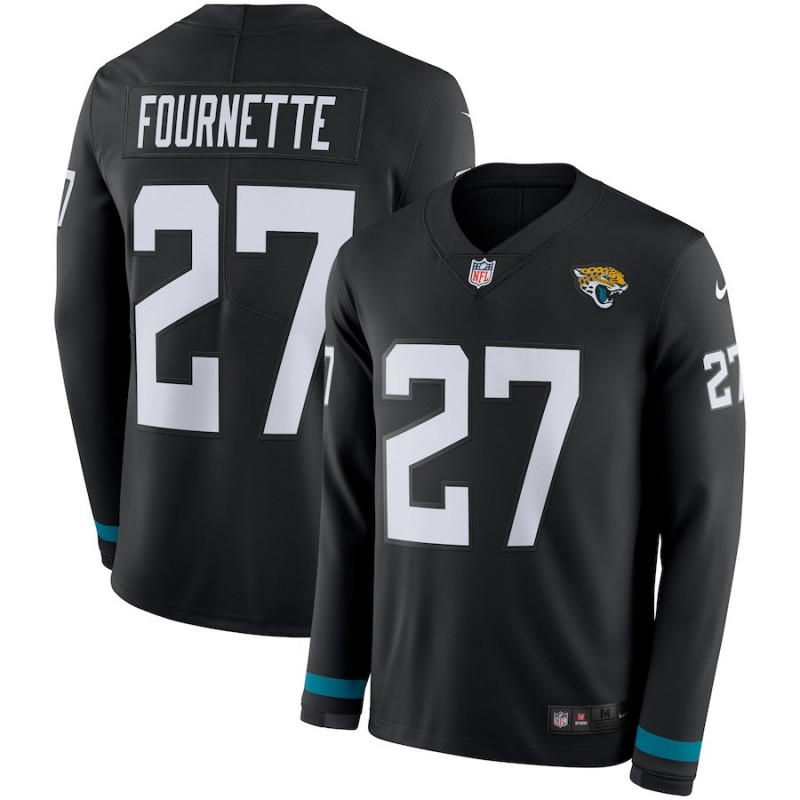 Jacksonville Jaguars #27 Leonard Fournette Black Therma Long Sleeve Stitched Jersey
