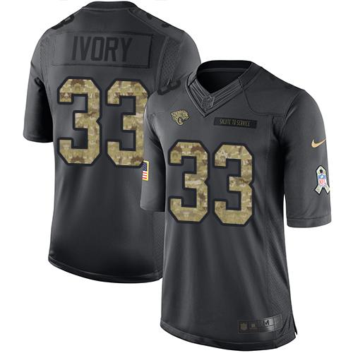 Jaguars #33 Chris Ivory Black Stitched Limited 2016 Salute To Service Nike Jersey