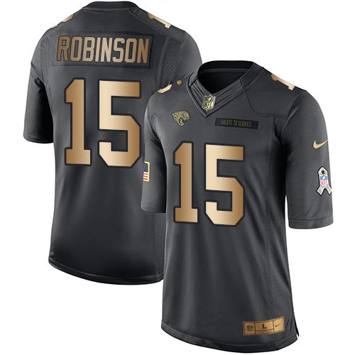 Jaguars #15 Allen Robinson Black Stitched Limited Gold Salute To Service Nike Jersey