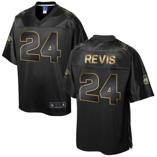 Jets #24 Darrelle Revis Pro Line Black Gold Collection Stitched Game Nike Jersey