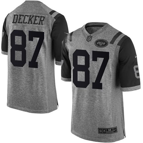 Jets #87 Eric Decker Gray Stitched Limited Gridiron Gray Nike Jersey