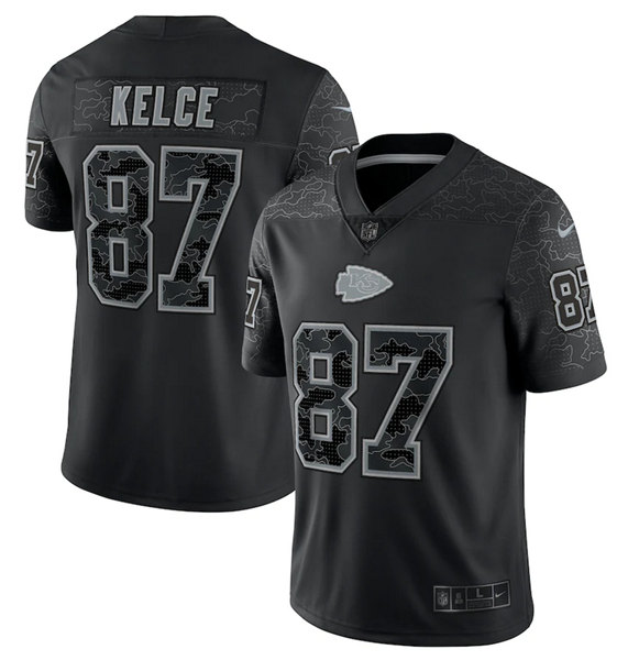Kansas City Chiefs #87 Travis Kelce Black Reflective Limited Stitched Jersey