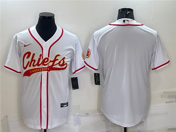 Kansas City Chiefs Blank White With Patch Cool Base Stitched Baseball Jersey