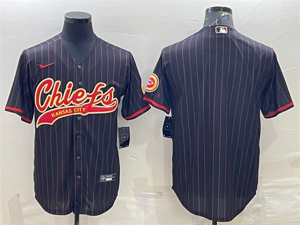 Kansas City Chiefs Blank Black With Patch Cool Base Stitched Baseball Jersey