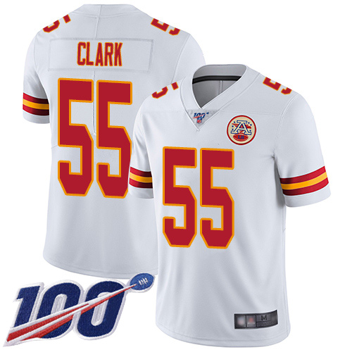 Kansas City Chiefs #55 Frank Clark White 2019 100th Season Vapor Untouchable Limited Stitched Jersey