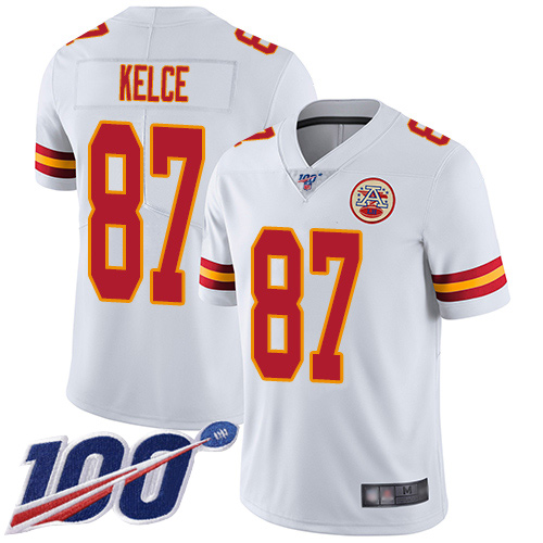Kansas City Chiefs #87 Travis Kelce White 2019 100th Season Vapor Untouchable Limited Stitched Jersey