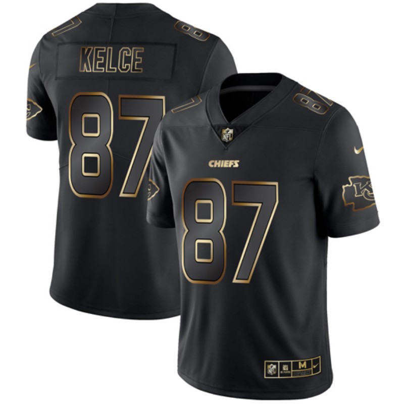 Kansas City Chiefs #87 Travis Kelce 2019 Black Gold Edition Stitched Jersey