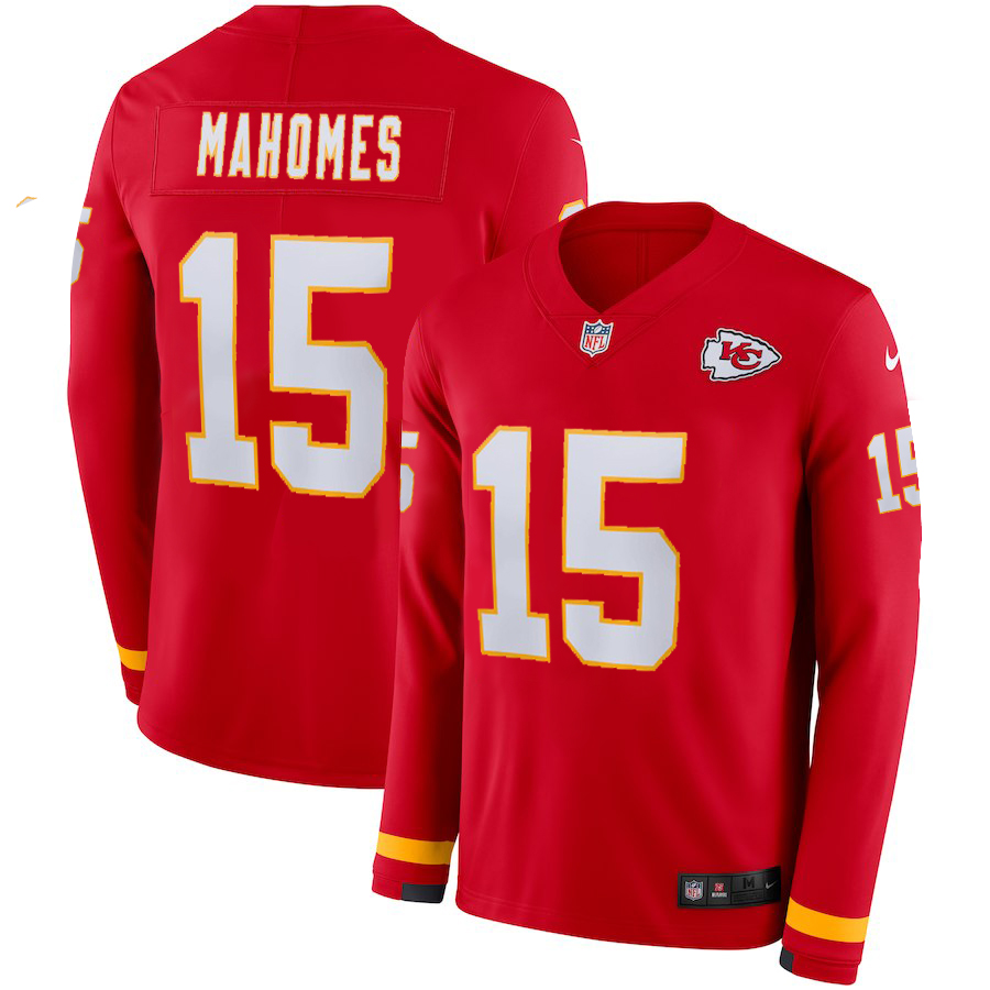 Kansas City Chiefs #15 Patrick Mahomes Red Therma Long Sleeve Stitched Jersey
