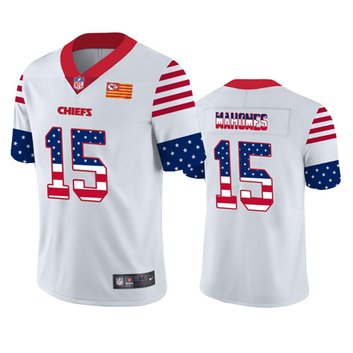Kansas City Chiefs #15 Patrick Mahomes White 2019 USA Flag Fashion Limited Stitched Jersey