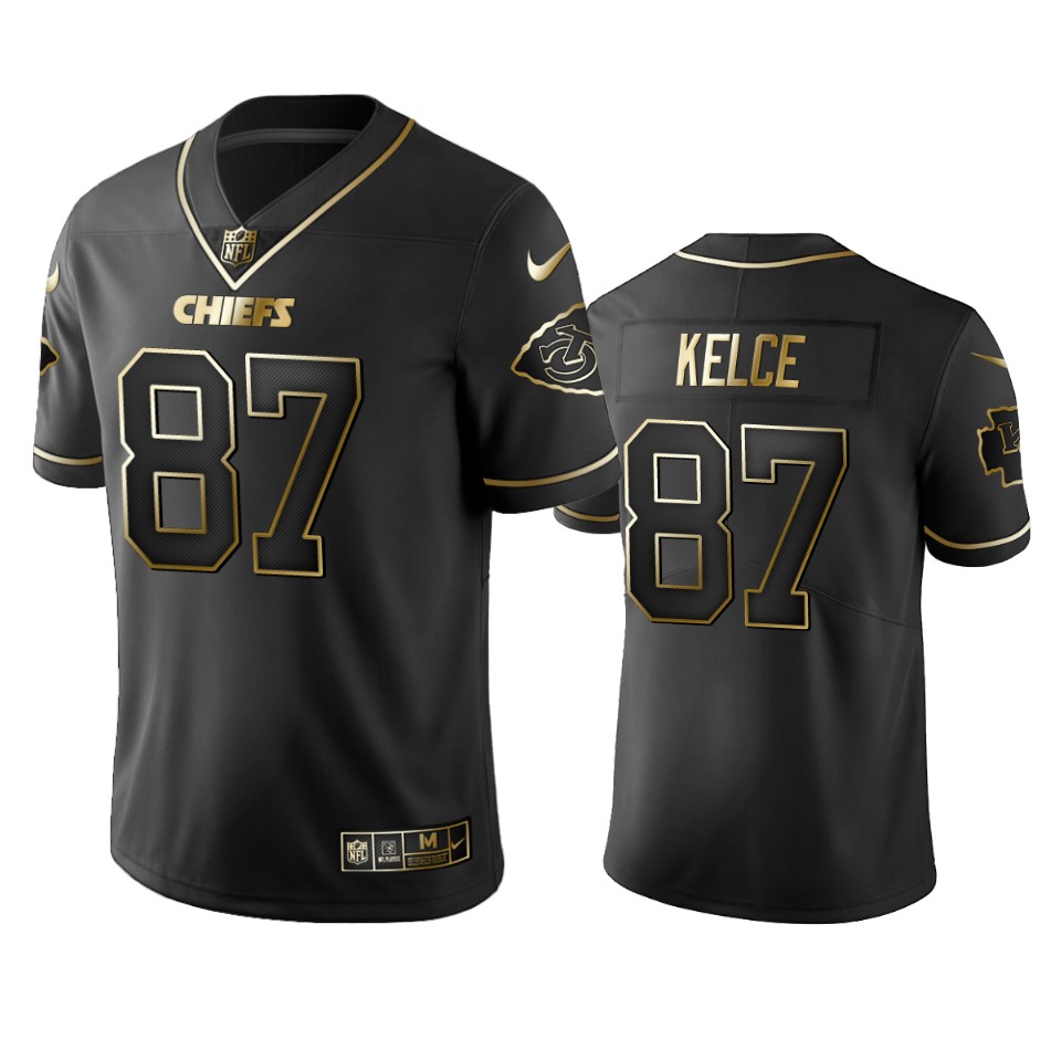 Kansas City Chiefs #87 Travis Kelce Black 2019 Golden Edition Limited Stitched Jersey