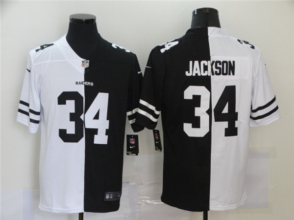 Las Vegas Raiders #34 Bo Jackson Black White Split 2020 Stitched Jersey