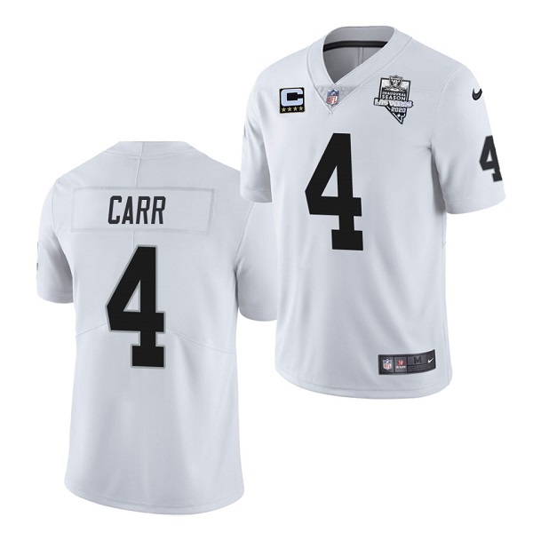 Las Vegas Raiders #4 Derek Carr White 2020 Inaugural Season With C Patch Vapor Limited Stitched Jersey