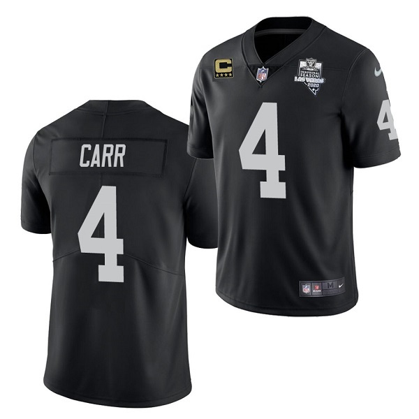 Las Vegas Raiders #4 Derek Carr Black 2020 Inaugural Season With C Patch Vapor Limited Stitched Jersey