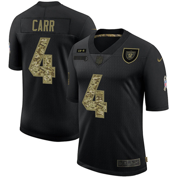 Las Vegas Raiders #4 Derek Carr Black Camo Salute To Service Limited Stitched Jersey