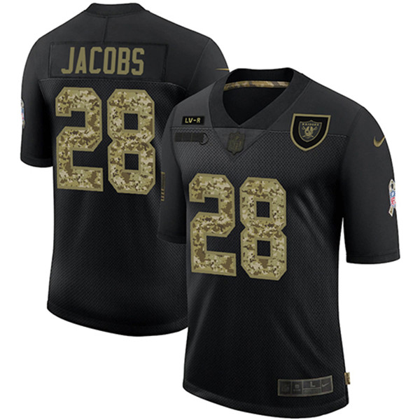 Las Vegas Raiders #28 Josh Jacobs Black Camo Salute To Service Limited Stitched Jersey