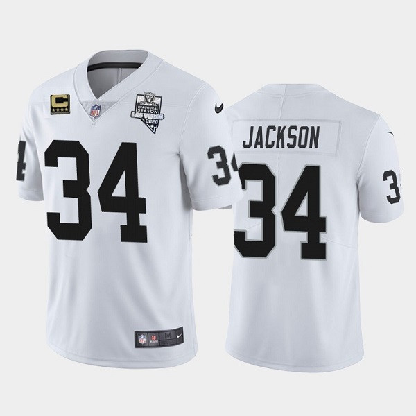Las Vegas Raiders #34 Bo Jackson White 2020 Inaugural Season With C Patch Vapor Limited Stitched Jersey