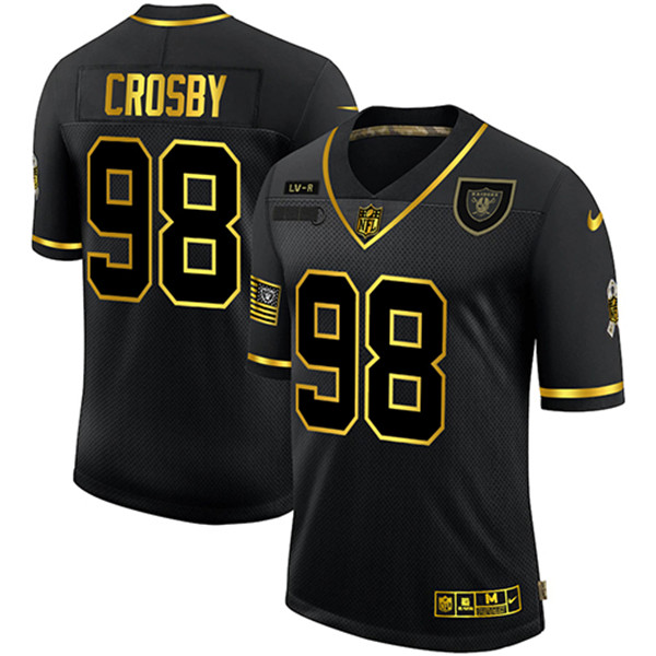 Las Vegas Raiders #98 Maxx Crosby 2020 Black Gold Salute To Service Limited Stitched Jersey