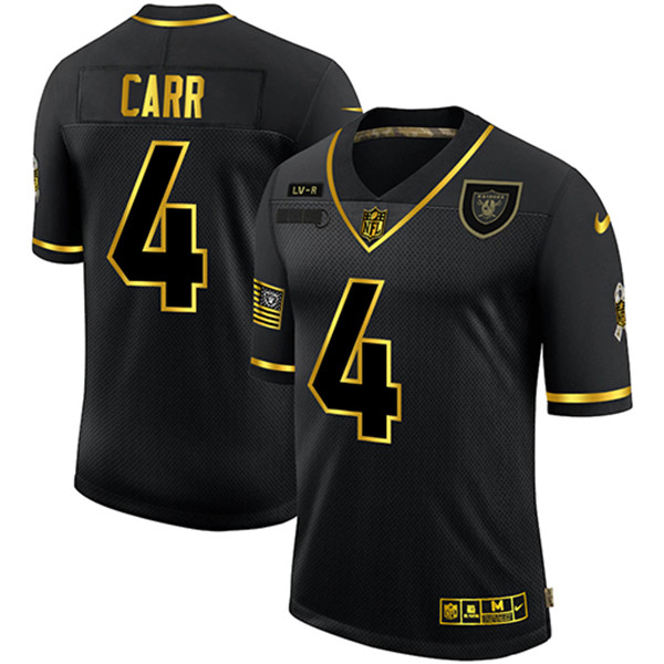 Las Vegas Raiders #4 Derek Carr 2020 Black Gold Salute To Service Limited Stitched Jersey