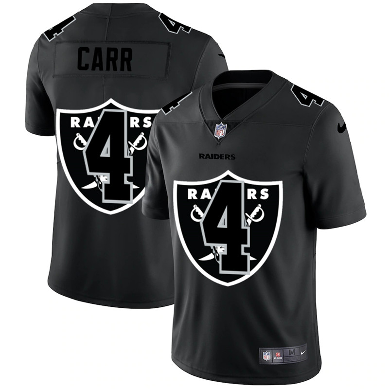 Las Vegas Raiders #4 Derek Carr 2020 Black Shadow Logo Limited Stitched Jersey