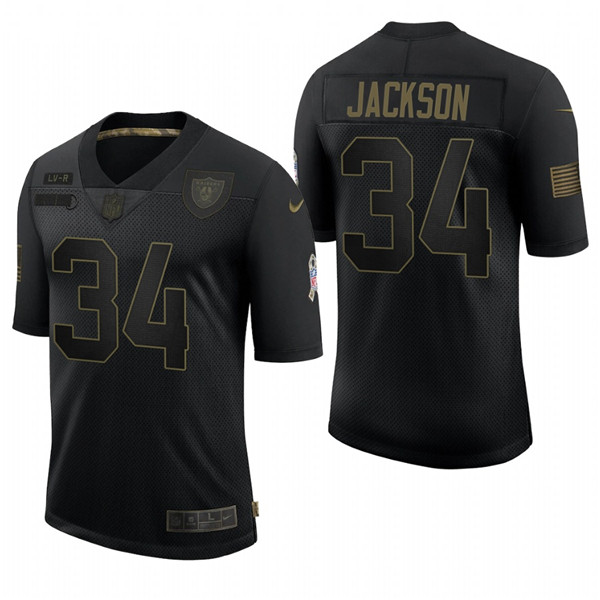 Las Vegas Raiders #34 Bo Jackson Black 2020 Salute To Service Limited Stitched Jersey
