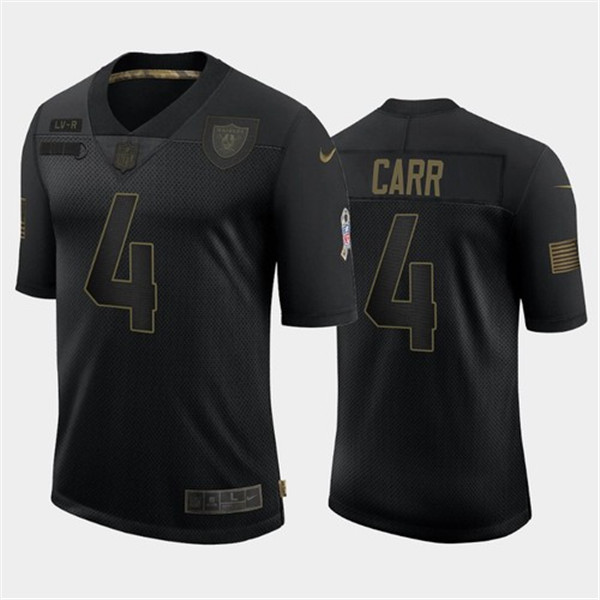 Las Vegas Raiders #4 Derek Carr Black 2020 Salute To Service Limited Stitched Jersey