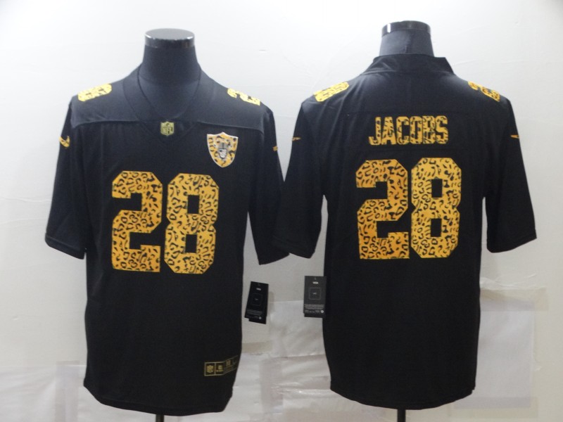 Las Vegas Raiders #28 Josh Jacobs 2020 Black Leopard Print Fashion Limited Stitched Jersey