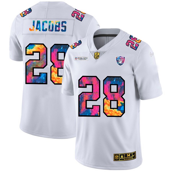 Las Vegas Raiders #28 Josh Jacobs 2020 White Crucial Catch Limited Stitched Jersey
