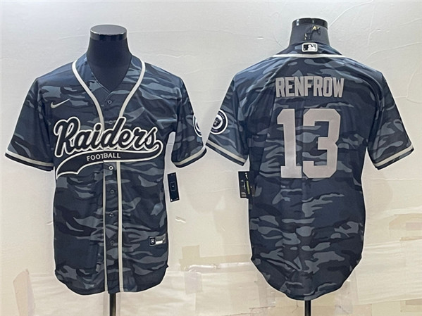 Las Vegas Raiders #13 Hunter Renfrow Gray Camo With Patch Cool Base Stitched Baseball Jersey