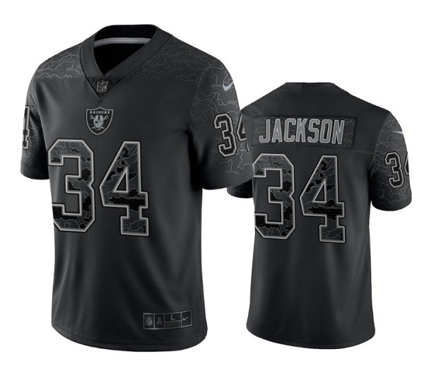 Las Vegas Raiders #34 Bo Jackson Black Reflective Limited Stitched Football Jersey