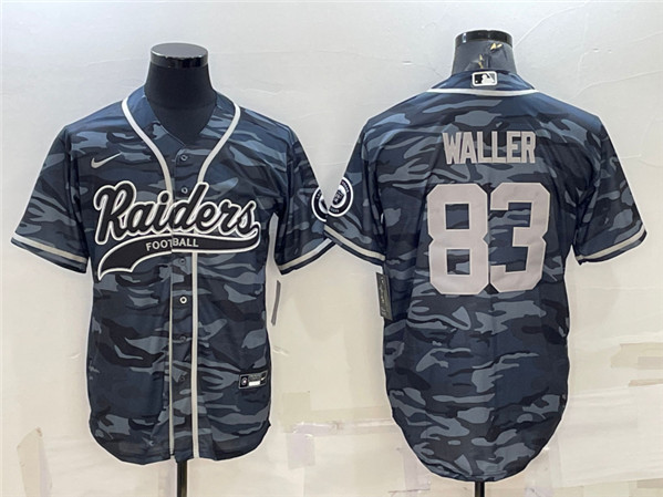 Las Vegas Raiders #83 Darren Waller Gray Camo With Patch Cool Base Stitched Baseball Jersey