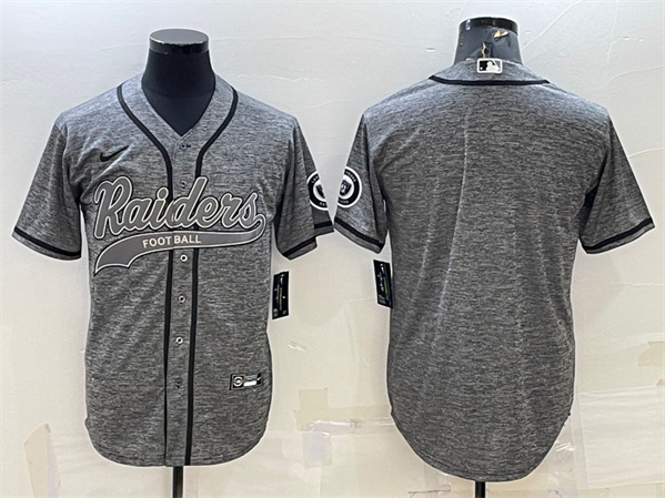 Las Vegas Raiders Blank Gray With Patch Cool Base Stitched Baseball Jersey