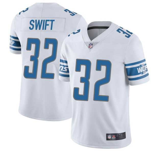 Lions #32 D'Andre Swift White Vapor Untouchable Limited Stitched Jersey