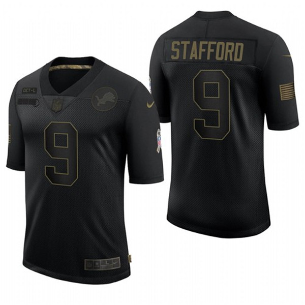 Lions #9 Matthew Stafford 2020 Black Salute To Service Limited Stitched Jersey