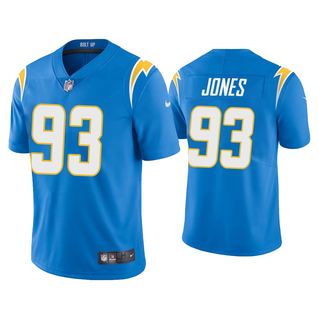 Los Angeles Chargers #93 Justin Jones 2020 Blue Vapor Untouchable Limited Stitched Jersey