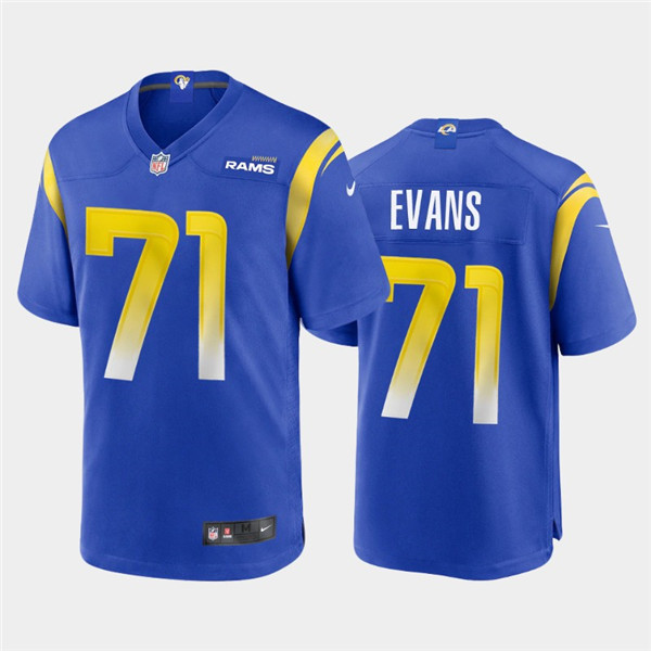 Los Angeles Rams #71 Bobby Evans 2020 Royal Stitched Jersey