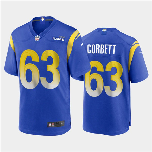 Los Angeles Rams #63 Austin Corbett 2020 Royal Stitched Jersey